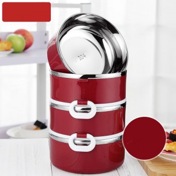 With Bag Bento Lunch Box Set 304 Stainless Steel Shcool Thermal Thermo Kids Lunchbox Plastic Round Food Container Leakproof