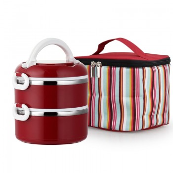 With Bag Bento Lunch Box Set 304 Stainless Steel Shcool Thermal Thermo Kids Lunchbox Plastic Round Food Container Leakproof