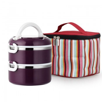 With Bag Bento Lunch Box Set 304 Stainless Steel Shcool Thermal Thermo Kids Lunchbox Plastic Round Food Container Leakproof