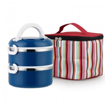 With Bag Bento Lunch Box Set 304 Stainless Steel Shcool Thermal Thermo Kids Lunchbox Plastic Round Food Container Leakproof