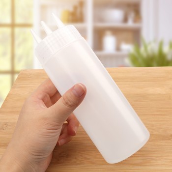 HILIFE 3 Hole Squeeze Bottle Kitchen Accessories Gravy Boat Plastic Sauce Vinegar Oil Ketchup Gravy Cruet Condiment Dispenser