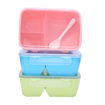 1 PCS Healthy Plastic Food Container Portable Lunch Box With Spoon Capacity Camping Picnic Food Fruit Container Storage Box