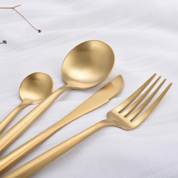 Hot Sale 4 Pcs/set Pure Gold european Dinnerware knife 304 Stainless Steel Western Cutlery Kitchen Food Tableware Dinner Set