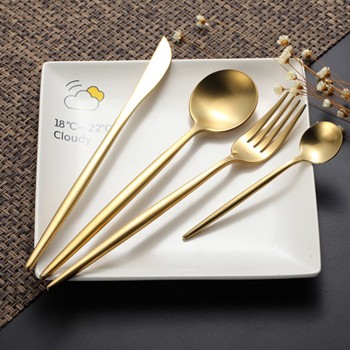 Hot Sale 4 Pcs/set Pure Gold european Dinnerware knife 304 Stainless Steel Western Cutlery Kitchen Food Tableware Dinner Set