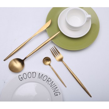 Hot Sale 4 Pcs/set Pure Gold european Dinnerware knife 304 Stainless Steel Western Cutlery Kitchen Food Tableware Dinner Set