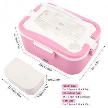 EECOO 1.5L 12V/24V Portable Car Electric Heating Lunch Box Bento Food Warmer Container for Traveling Heating Car Rice Cooker