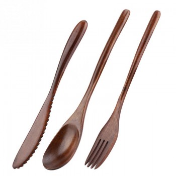 Reusable Bamboo Wooden Cutlery Set Fork Cutter Cutting Bag Students Office Worker Dinnerware Set Cooking Kitchen Tool