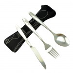 3 PCS Stainless Steel Tableware Set Travel Silverware Lightweight Travel Cutlery Set with Neoprene Case-Knife, Fork,