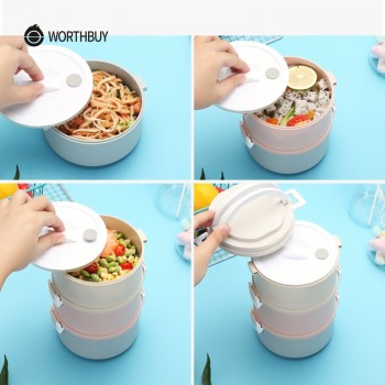WORTHBUY Microwave Plastic Lunch Box For Kids Japanese Children Bento Box Portable Leak Proof Lunchbox Food Container Storage