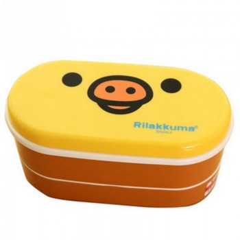 2 Layer 800ml  Cartoon Rilakkuma Lunchbox Bento  Box Food Container With stick  Japanese Style Plastic   box