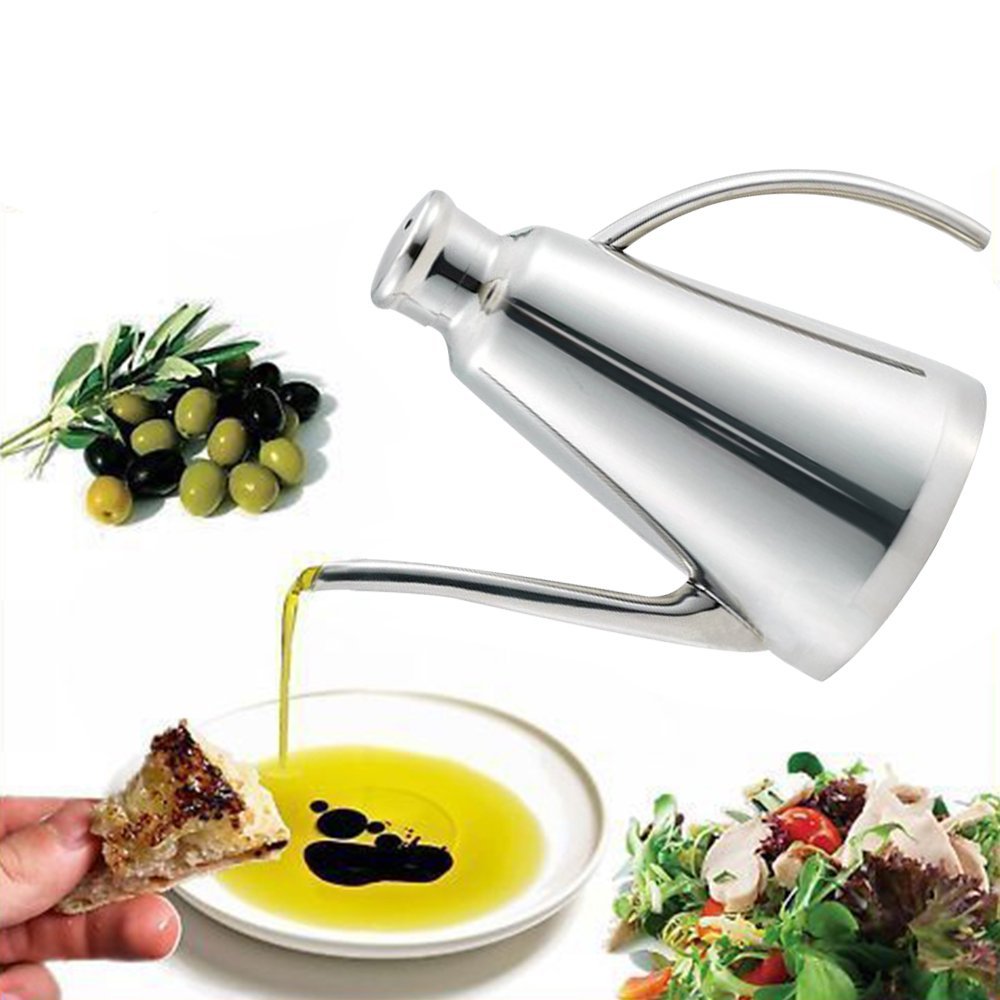 Realand Delux 900ML Stainless Steel Olive Oil Can Drizzler Pot Vinegar DispenserCruet Container Drip-free Spout Housewarming
