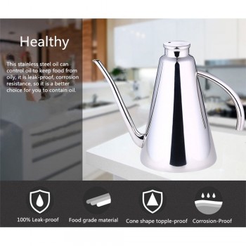Realand Delux 900ML Stainless Steel Olive Oil Can Drizzler Pot Vinegar DispenserCruet Container Drip-free Spout Housewarming