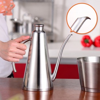 Realand Delux 900ML Stainless Steel Olive Oil Can Drizzler Pot Vinegar DispenserCruet Container Drip-free Spout Housewarming