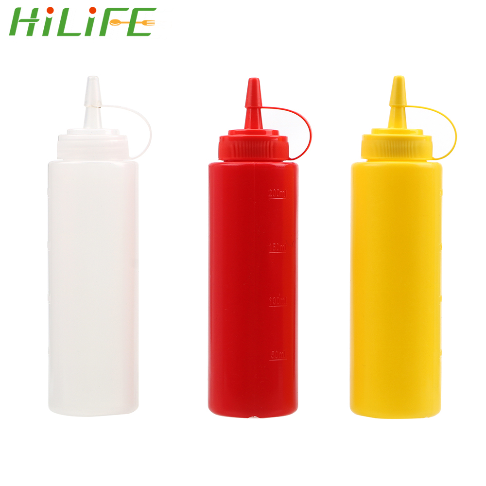 HILIFE Sauce Vinegar Oil Ketchup Gravy Cruet Kitchen Accessories Gravy Boat Plastic Condiment Dispenser 8oz 12oz Squeeze Bottle