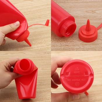 HILIFE Sauce Vinegar Oil Ketchup Gravy Cruet Kitchen Accessories Gravy Boat Plastic Condiment Dispenser 8oz 12oz Squeeze Bottle