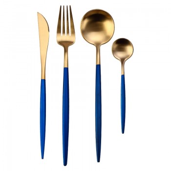 KuBac Hommi 24pcs Gold Cutlery Set Black Dinnerware Forks Knives Scoops Set 18/10 Stainless Steel Silverware Set Drop Shipping