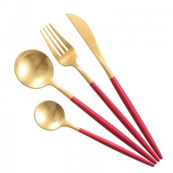 KuBac Hommi 24pcs Gold Cutlery Set Black Dinnerware Forks Knives Scoops Set 18/10 Stainless Steel Silverware Set Drop Shipping