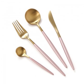KuBac Hommi 24pcs Gold Cutlery Set Black Dinnerware Forks Knives Scoops Set 18/10 Stainless Steel Silverware Set Drop Shipping
