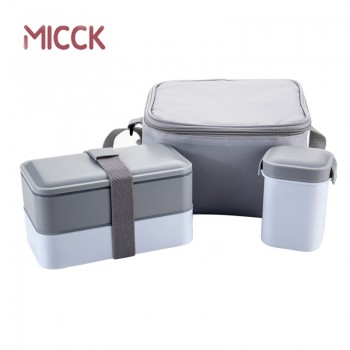 MICCK Japanese Lunch Box Set  Double Layer Bento Box With Soup Bowl Portable Thermal Insulated Food Container Microwavable