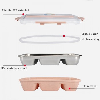 UPORS Leakproof Lunch Box Food Containers with Compartments 304 Stainless Steel Lunchbox Office School Kids Bento Box with Spoon