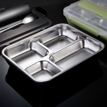 UPORS Leakproof Lunch Box Food Containers with Compartments 304 Stainless Steel Lunchbox Office School Kids Bento Box with Spoon