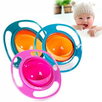 Novelty ABS Plastic Healthy Baby Kids Non Spill Feeding Toddler Saucer Bowl Practical 360 Rotating Design Avoid Food Spilling