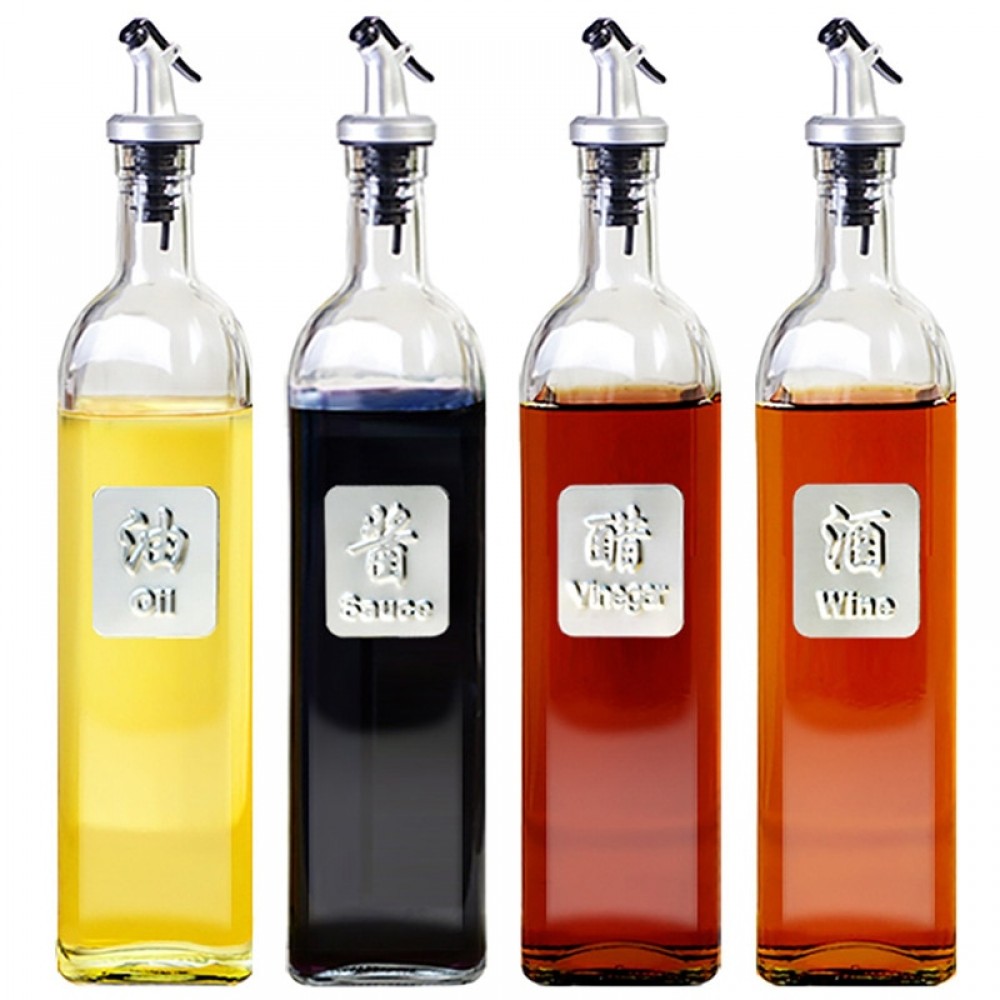 Glass Storage Bottles for Oil and Vinegar Cooking Seasoning Bottle Dispenser Sauce Bottle Dust-proof Kitchen Tools Accessories