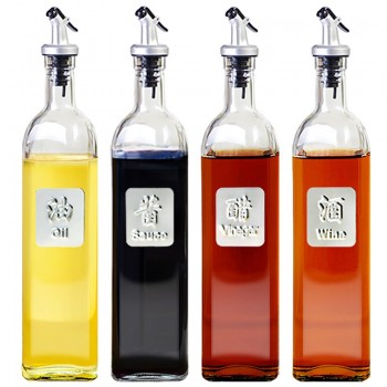 Glass Storage Bottles for Oil and Vinegar Cooking Seasoning Bottle Dispenser Sauce Bottle Dust-proof Kitchen Tools Accessories
