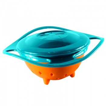 360 Rotating Baby Food Grade Plastic UFO Gyro Style Bowl Round Leakproof Anti-dumping Overflow Children Feeding Fruit Turntable