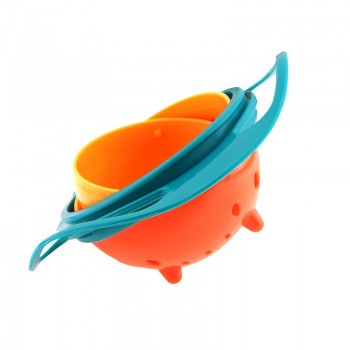 360 Rotating Baby Food Grade Plastic UFO Gyro Style Bowl Round Leakproof Anti-dumping Overflow Children Feeding Fruit Turntable