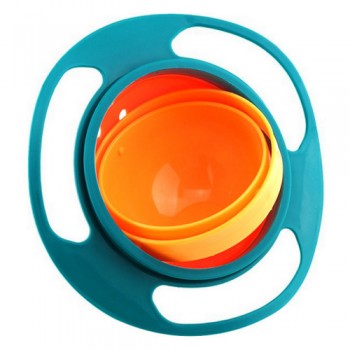 360 Rotating Baby Food Grade Plastic UFO Gyro Style Bowl Round Leakproof Anti-dumping Overflow Children Feeding Fruit Turntable