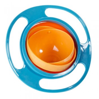 360 Rotating Baby Food Grade Plastic UFO Gyro Style Bowl Round Leakproof Anti-dumping Overflow Children Feeding Fruit Turntable