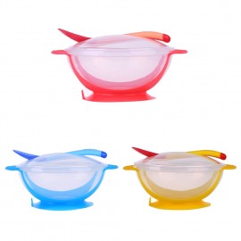 Baby Bowl Dishes with Suction Cup Assist Food Bowl Temperature Sensing Spoon Kids Feeding Accessories Baby Tableware