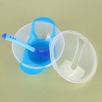 Baby Bowl Dishes with Suction Cup Assist Food Bowl Temperature Sensing Spoon Kids Feeding Accessories Baby Tableware