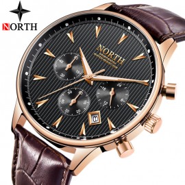 Relogio Masculino Luxury Brand NORTH Men Watches Auto Date Chronograph Quartz Watch Men Gold Casual Sport Military Wrist Watch