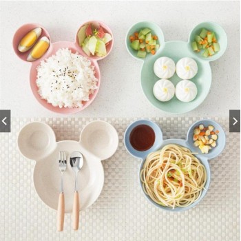 Kid Cartoon Mouse Mickey Bowl Dishes Lunch Box Kid Baby Children Infant Baby Rice Feeding Bowl Plastic Snack Plate Tableware