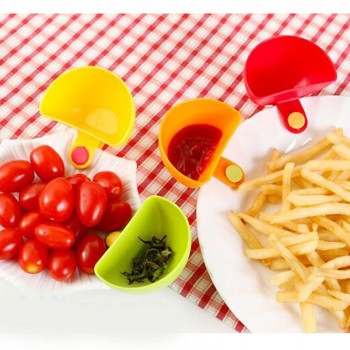4pcs/lot Assorted Salad Saucer Ketchup Jam Dip Clip Cup Bowl Saucer Cup Tableware Home Kitchen Accessories Kitchen Tool