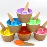 Hot Childrens Plastic Ice Cream Bowls Spoons Set Durable ICE Cream CUP For KIds Couples Tubs Gifts Lovely Dessert Bowl 3jan19