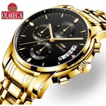 OLMECA Relogio Masculino Men Watch Luxury Watches 3ATM Waterproof Clock Chronograph Wristwatch Stainless Steel Band amp; Leather