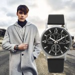 New Fashion Watches Quartz Mens Watch Blue Glass Leather Belt Watch Men Wrist Watches Cheap Relogio Masculino Hot Sale F#