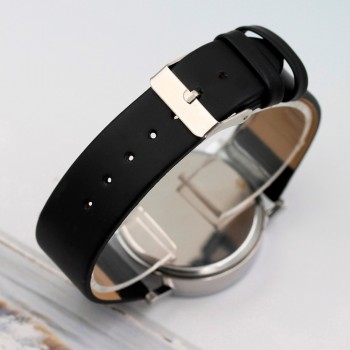New Fashion Watches Quartz Mens Watch Blue Glass Leather Belt Watch Men Wrist Watches Cheap Relogio Masculino Hot Sale F#