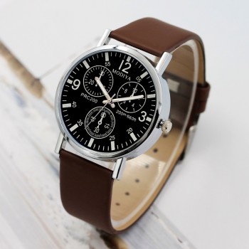 New Fashion Watches Quartz Mens Watch Blue Glass Leather Belt Watch Men Wrist Watches Cheap Relogio Masculino Hot Sale F#