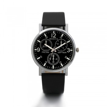 New Fashion Watches Quartz Mens Watch Blue Glass Leather Belt Watch Men Wrist Watches Cheap Relogio Masculino Hot Sale F#