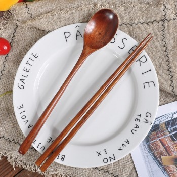 High quality 2 piece set  wooden spoon chopsticks set bamboo kitchen cooking utensils new listing tools soup teaspoon cateringM3
