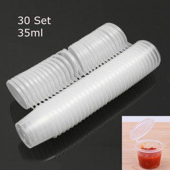 35ml Deli Food Sauce Holder Gravy Boat Soup Storage Containers Lids Set Reusable Portable Spice Boxes Kitchenware 30Pcs/Set