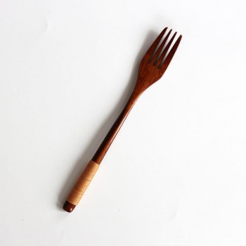 Natural Wooden Teaspoons Fork Bamboo Kitchen Food Dining Utensil Tool Soup Teaspoon Catering Dinnerware Cutlery Tableware Set