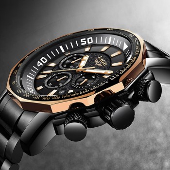 LIGE Mens Watch Top Luxury Brand Business Fashion Classic black Quartz Waterproof Sports Watches Chronograph Relogio Masculino