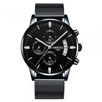 NIBOSI Men Watch Chronograph Sport Mens Watches Top Brand Luxury Waterproof Full Steel Quartz Gold Clock Men Relogio Masculino