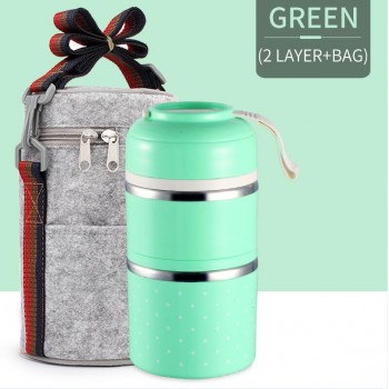 WORTHBUY Cute Japanese Thermal Lunch Box Leak-Proof Stainless Steel Bento Box Kids Portable Picnic School Food Container Box