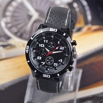 Brand Fashion Casual Sports Military Mens Watch Clock Luxury Leather strap Calendar Quartz Men Watches 6 Color Wristwatches